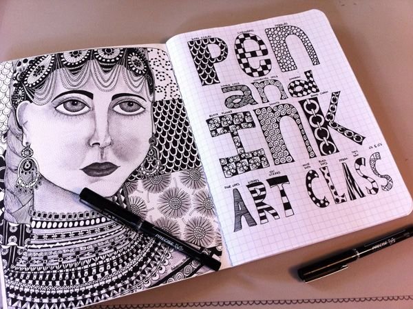 Рисунки в скетчбук в клетку
