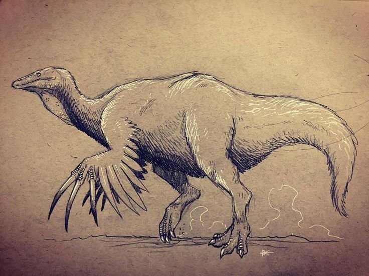Теризинозавр карандашом