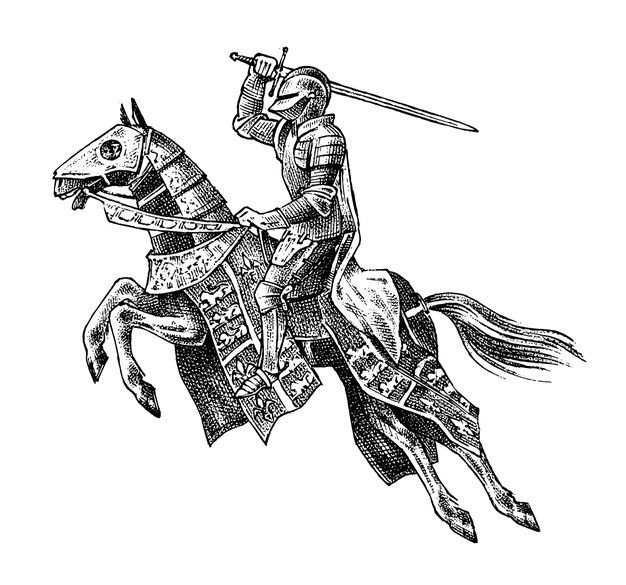 Нарисовать рыцаря на коне