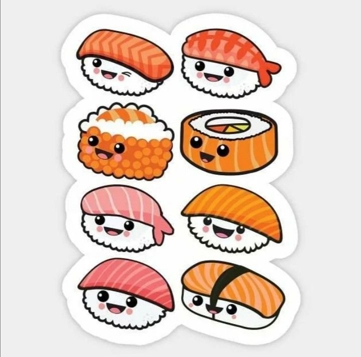 Кавайные наклейки роллы
