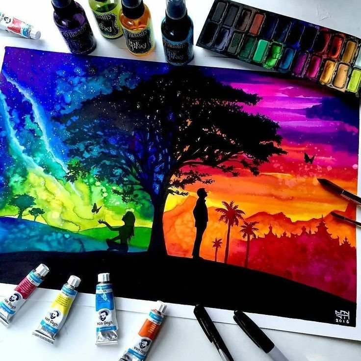 Рисунки красками