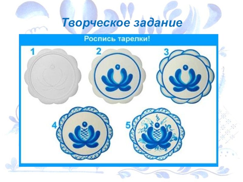 Этапы росписи тарелки Гжель