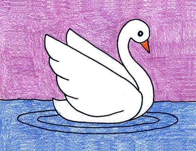 Лебедь рисунок для детей