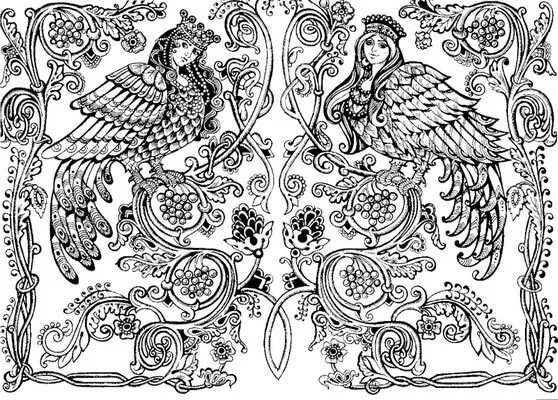 Гамаюн Славянская мифология узор