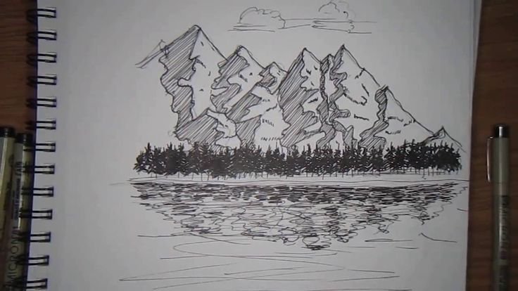 Графический пейзаж ручкой