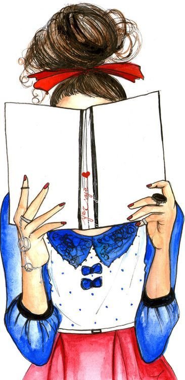 Нарисованная девушка с книгой