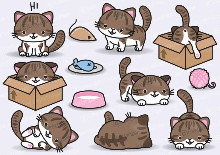 Милые котята для срисовки