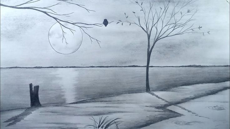 Рисунки карандашом природа