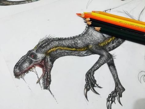 Индораптор Jurassic World карандашом