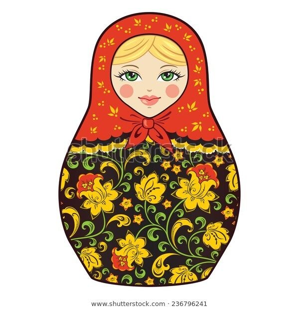 Матрешка Хохлома вектор