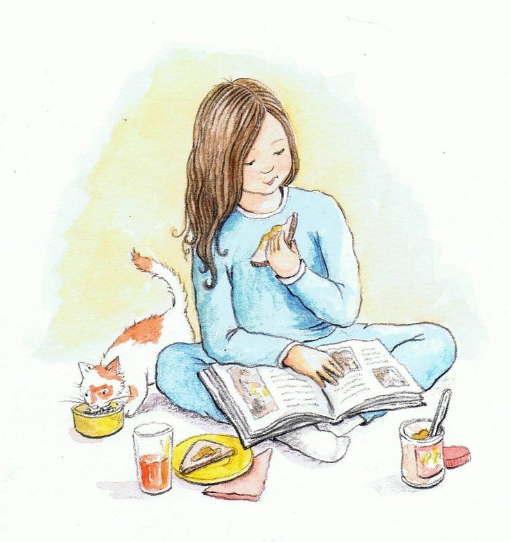 Девушка с книжкой рисунок