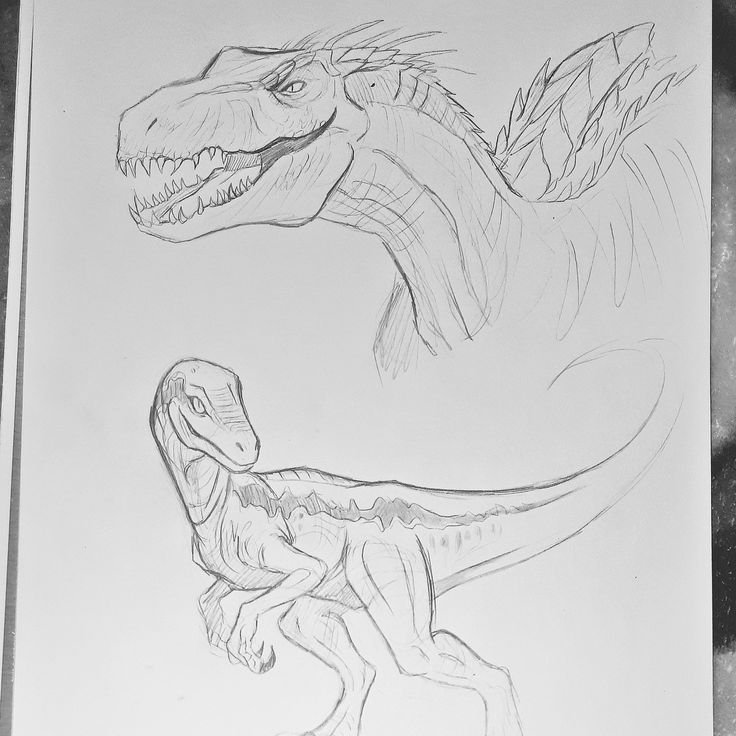 Индораптор Jurassic World карандашом