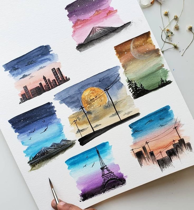 Рисунки акварелью легкие