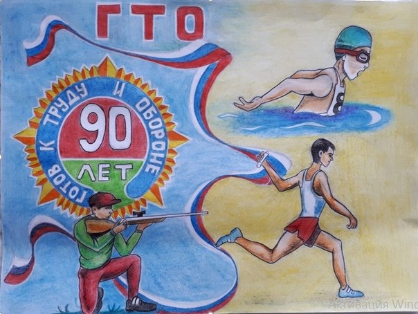 Детские рисунки на тему ГТО