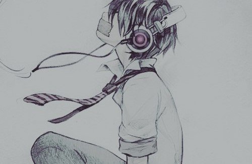 Парень в наушниках арт