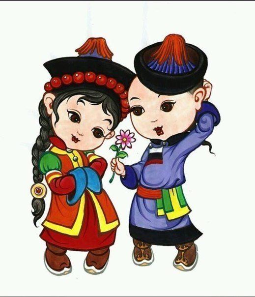 Бурятские дети в национальных костюмах
