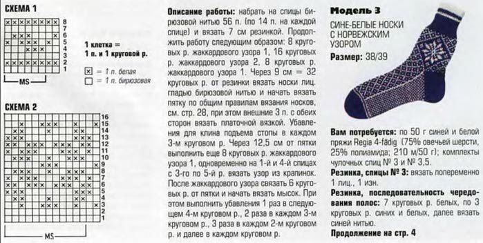 Жаккард на носки спицами схема
