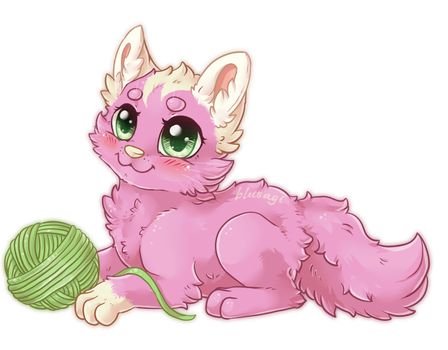 Розовый котенок арт
