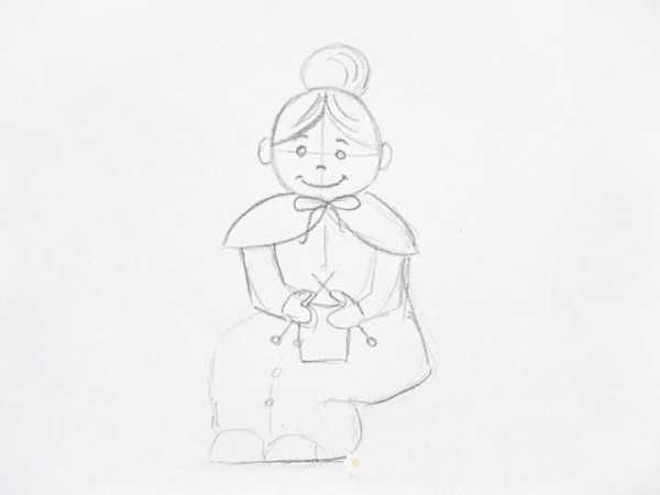 Бабушка рисунок карандашом легко