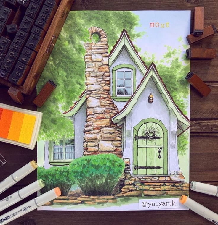 Сказочные домики рисование