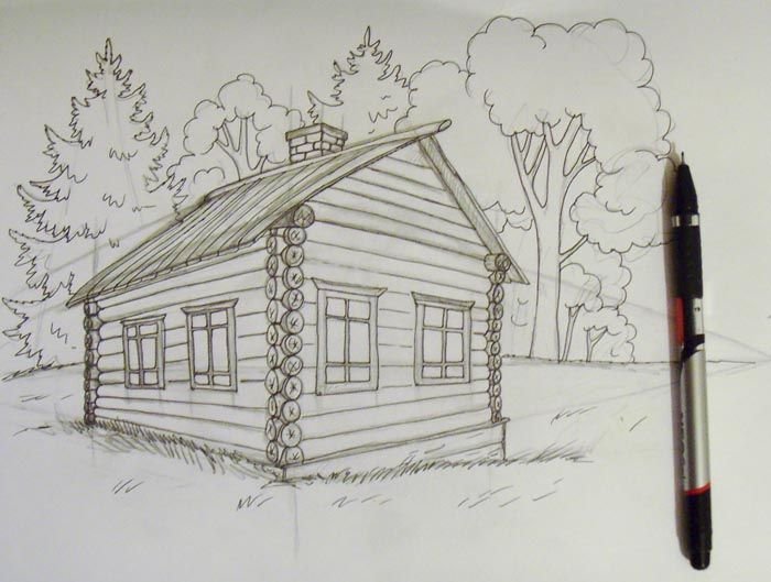 Зарисовки домов карандашом