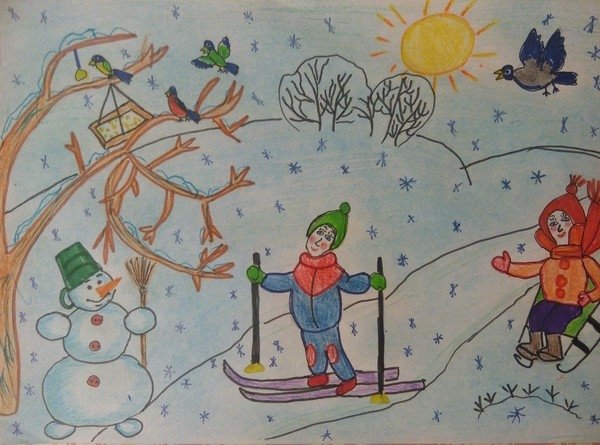 Детские рисунки зима