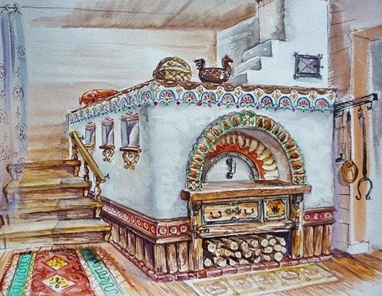 Старинная печь лежанка 17век