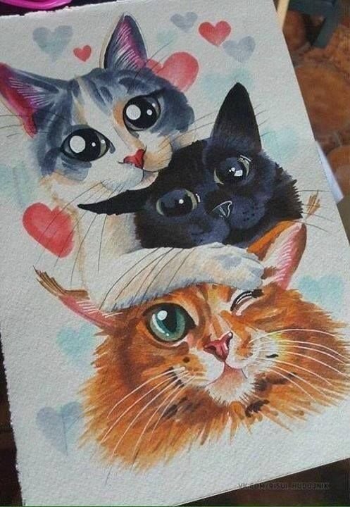 Кошка маркерами