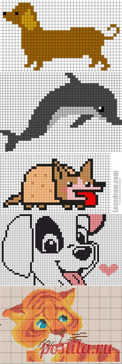 Рисунки по клеточкам животные