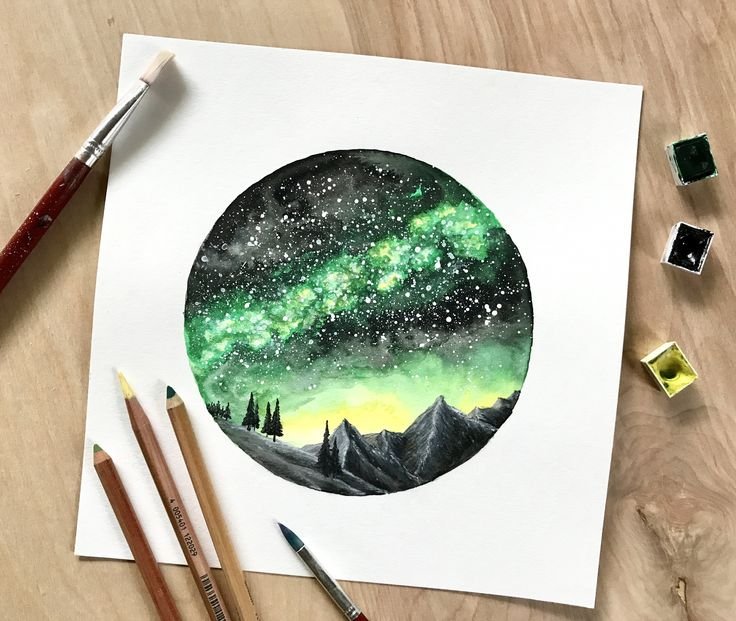 Пейзажи в круге красками