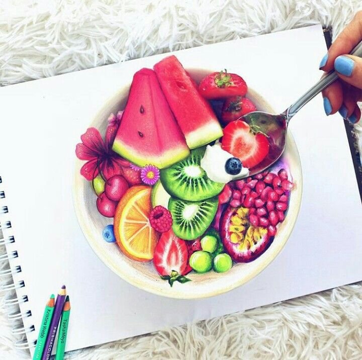 Рисунки маркерами еда