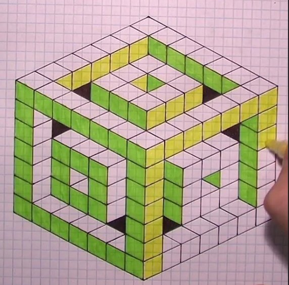 3d по клеточкам сложные объемные