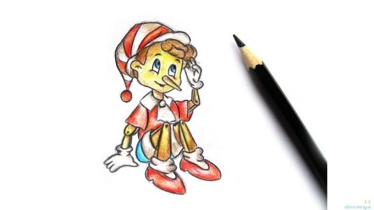 Буратино рисунок для детей