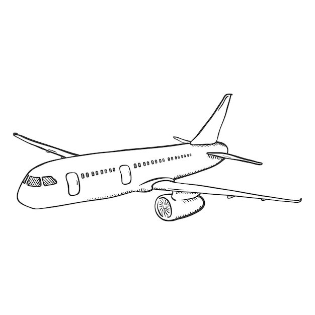 Самолет рисунок чб