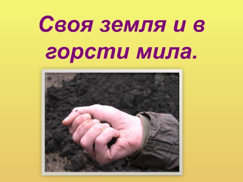 Своя земля и в горсти