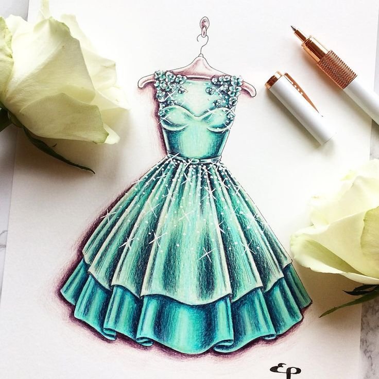 Рисунки для срисовки платья