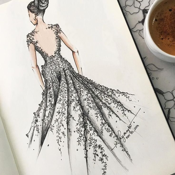 Рисунки платьев модельеров