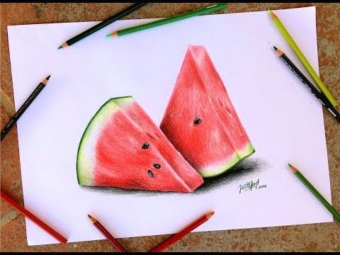Рисунки цветными карандашами фрукты