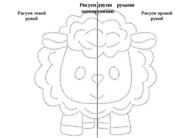 Рисование двумя руками для дошкольников