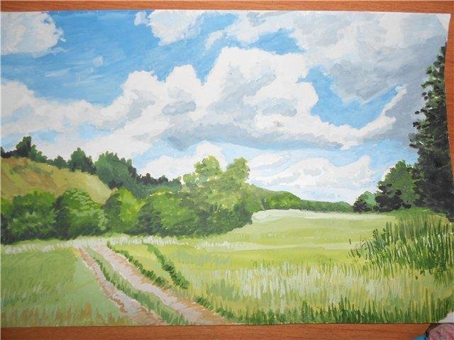 Пейзажи гуашью легкие