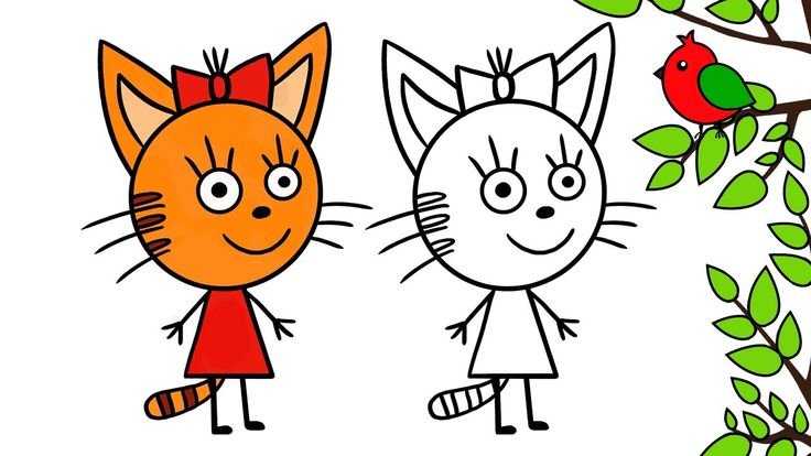 Рисунок три кота для раскрашивания