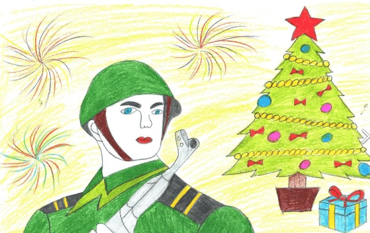 Рисунок солдату на новый год