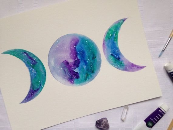 Космос рисунок акварелью