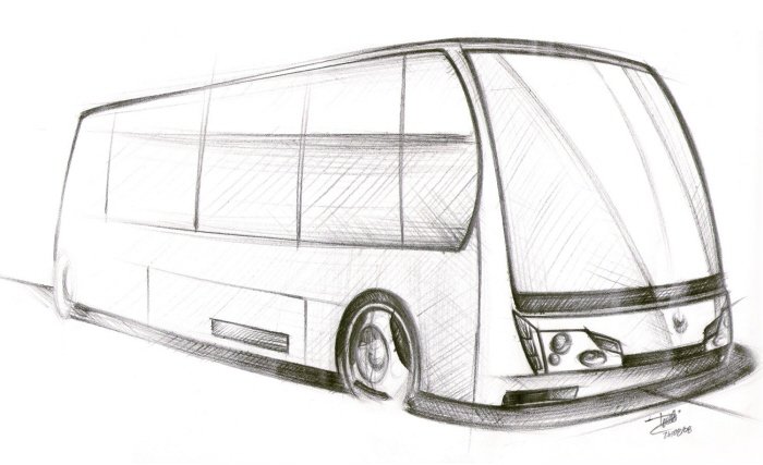 Автобус карандашом