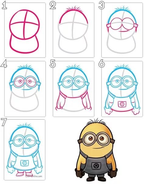Рисунки персонажей из мультфильмов поэтапно