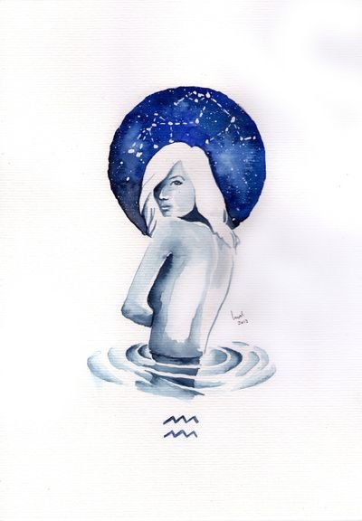 Водолей акварель