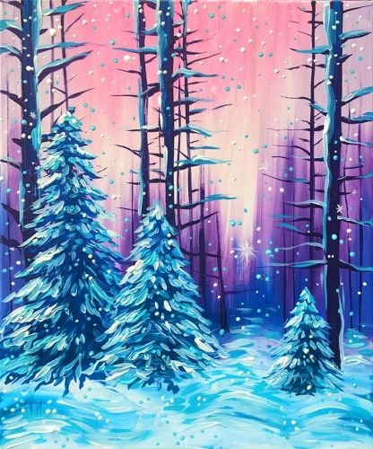 Зимний лес рисунок