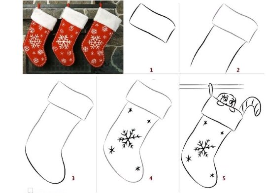 Новогодний носок для рисования