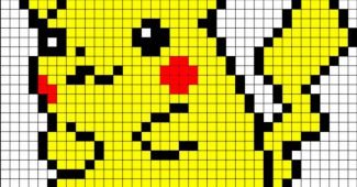 Рисунки по клеточкам Пикачу маленький