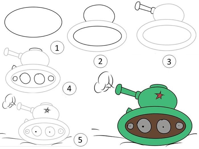 Трафарет танка для рисования